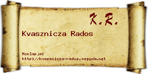 Kvasznicza Rados névjegykártya